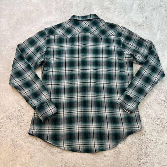 Vintage Wrangler Shirt Mens Medium Plaid Flannel Pearl Snap Western 90s Cotton - Picture 10 of 10
